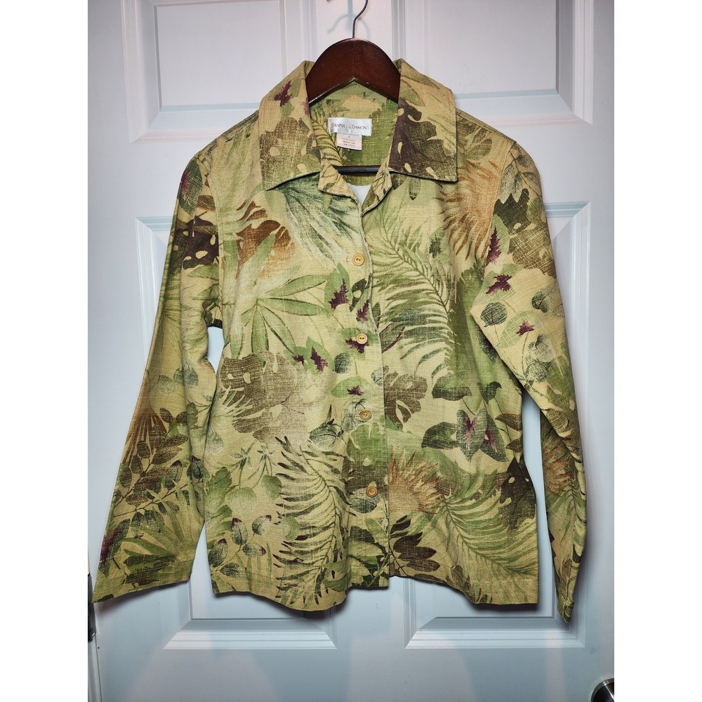 Vintage 90s Drapers & Damons Tropical Cotton Button Up Shirt Made in USA Small